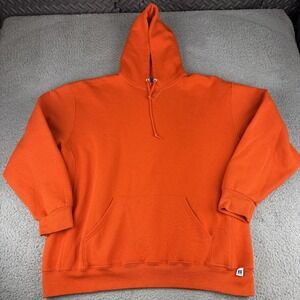 Vintage Russell Mens XXL Orange Hoodie Sweatshirt Cotton 90s Baggy Boxy Cozy Y2k